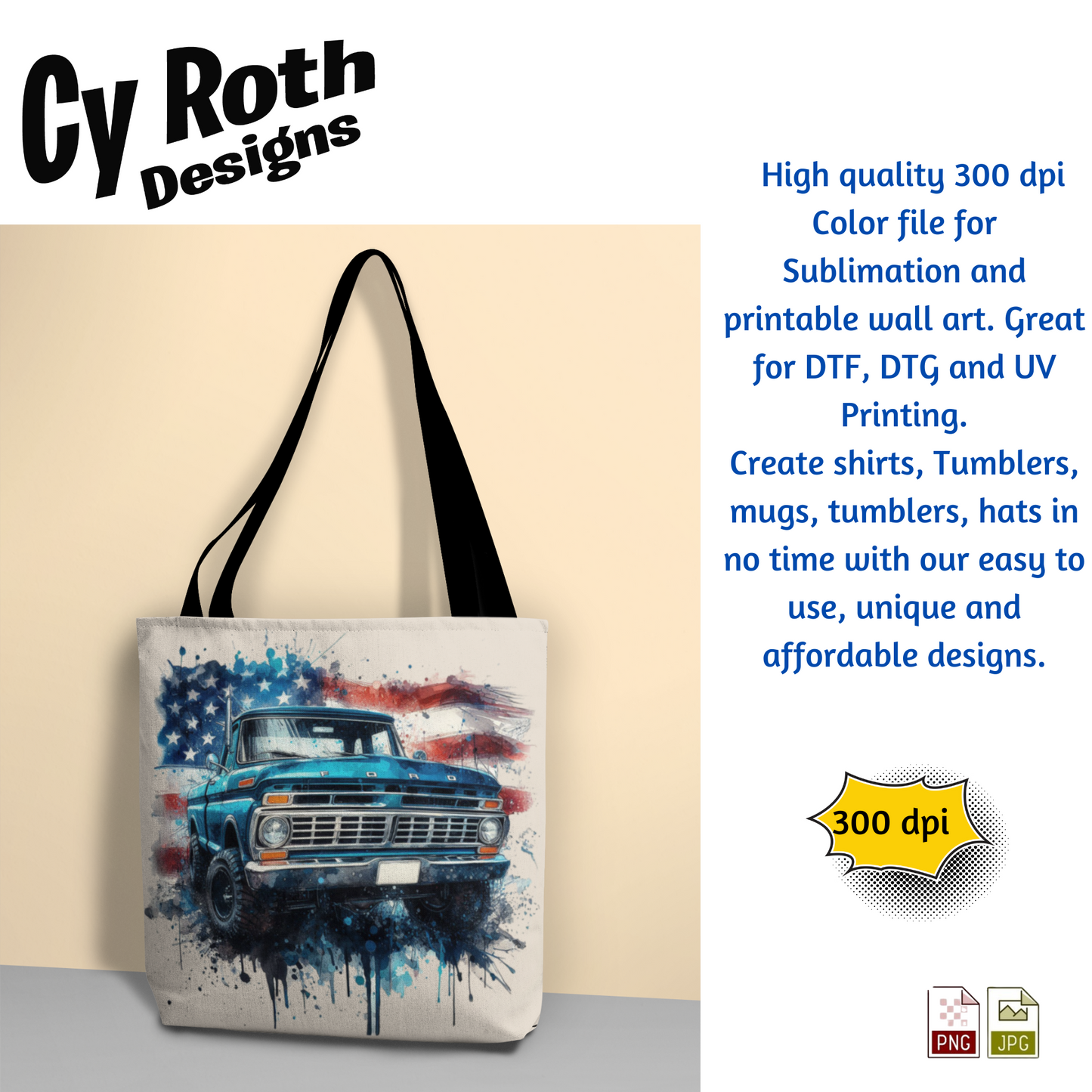 Ford F-150 Sublimation Wall Art 20oz skinny Tumbler PNG JPG file, shirt PNG, Junk Journal image
