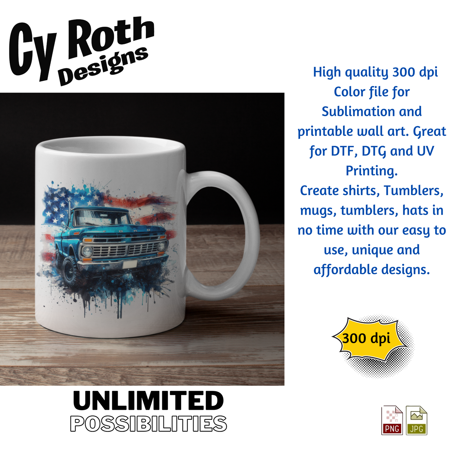 Ford F-150 Sublimation Wall Art 20oz skinny Tumbler PNG JPG file, shirt PNG, Junk Journal image