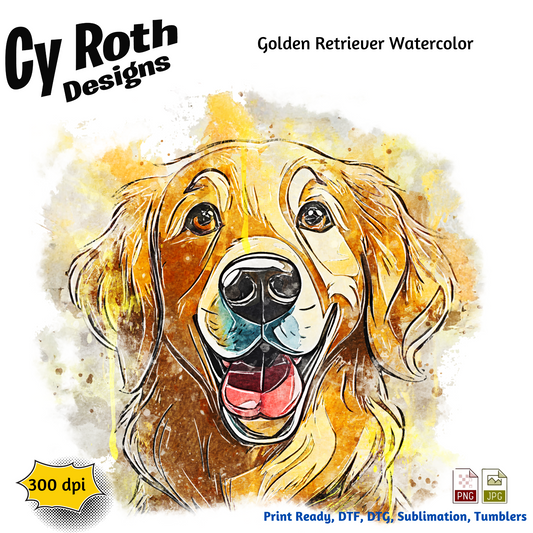 Golden Retriever Sublimation PNG JPG file, Wall Art 20oz skinny Tumbler, shirt PNG, Junk Journal image