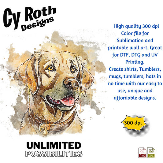 Labrador Sublimation PNG JPG file, Wall Art 20oz skinny Tumbler, shirt PNG, Junk Journal image