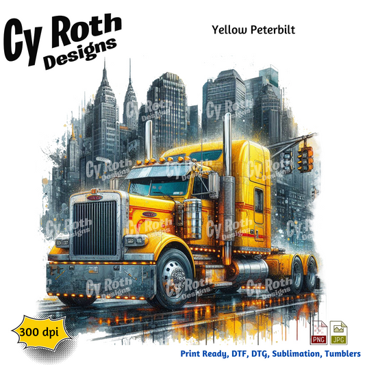 Peterbilt Sublimation PNG JPG file, Wall Art 20oz skinny Tumbler, shirt PNG, Junk Journal image