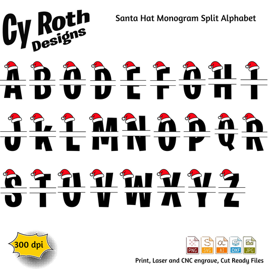 Christmas Split Monogram svg png jpg ai dxf file, for Silhouette, Cricut, Vinyl Plotters, Laser, CNC and Sublimation. Digital Download (Copy)