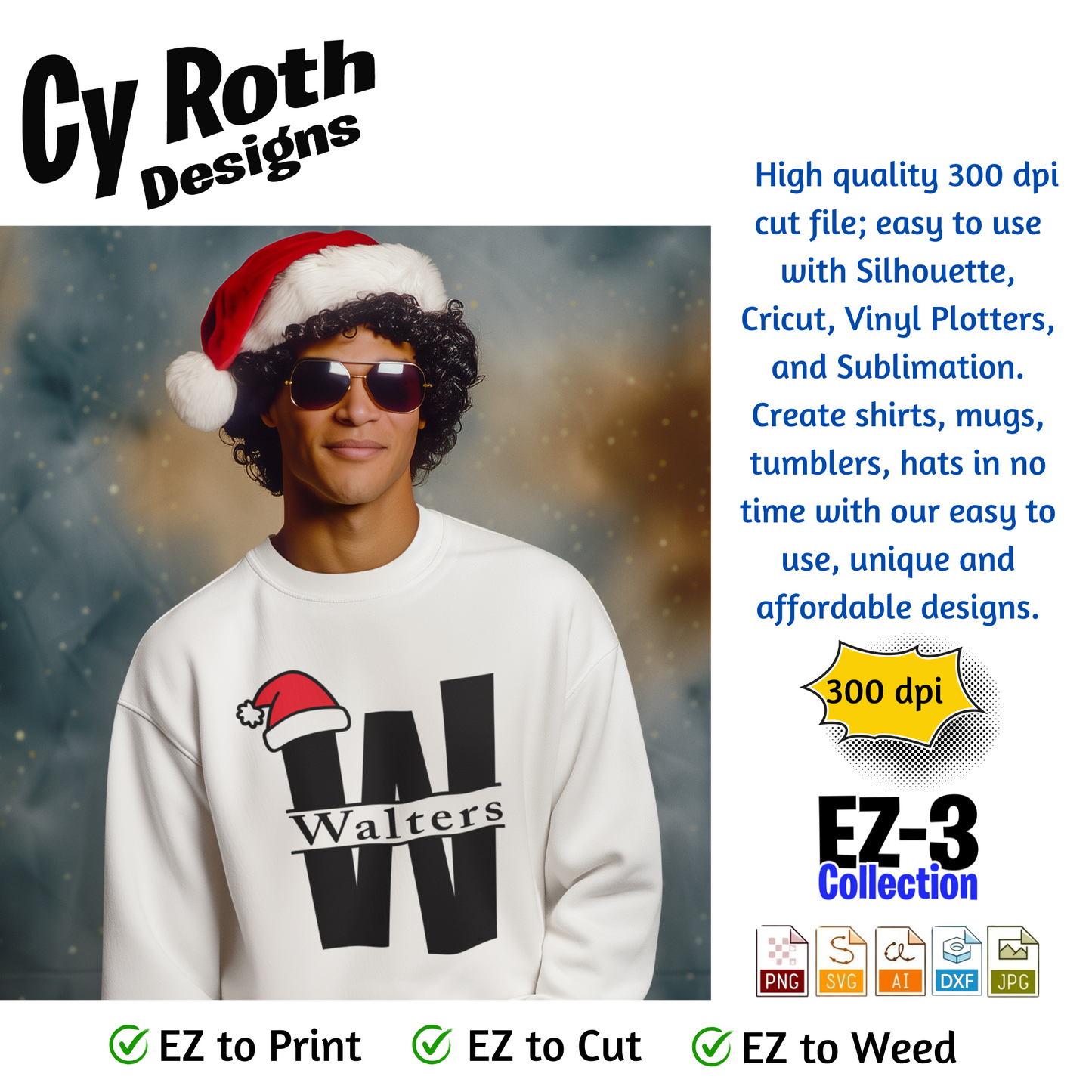 Christmas Split Monogram svg png jpg ai dxf file, for Silhouette, Cricut, Vinyl Plotters, Laser, CNC and Sublimation. Digital Download (Copy)