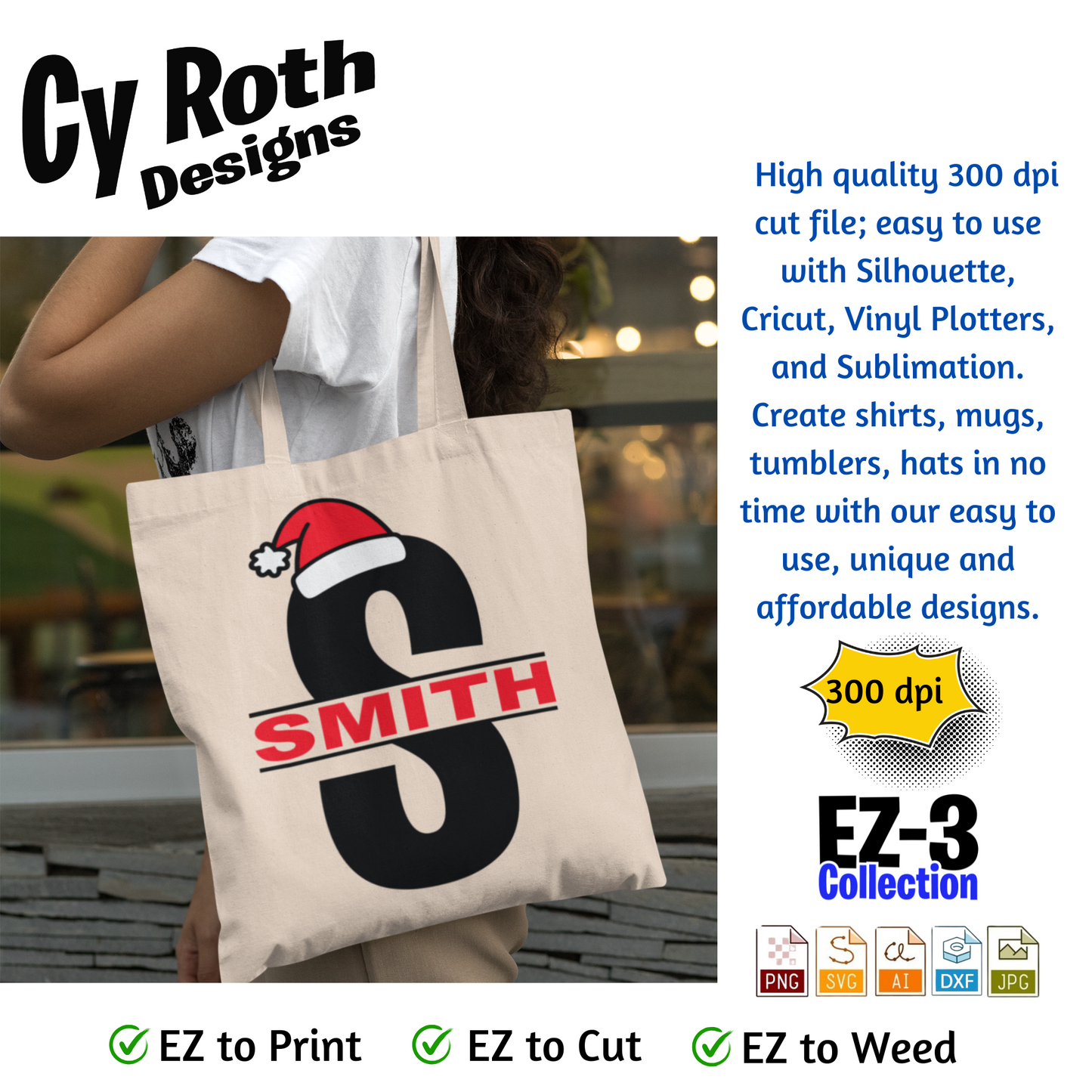 Christmas Split Monogram svg png jpg ai dxf file, for Silhouette, Cricut, Vinyl Plotters, Laser, CNC and Sublimation. Digital Download (Copy)