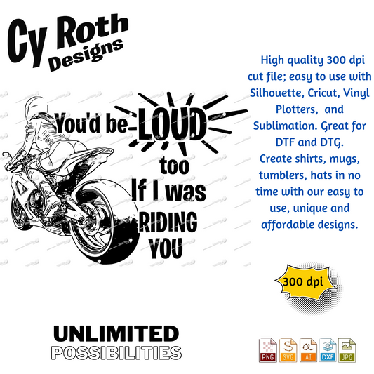 You'd Be Loud Too svg png jpg ai dxf file, for Silhouette, Cricut, Vinyl Plotters, Laser, CNC and Sublimation. Great for DTF and DTG.