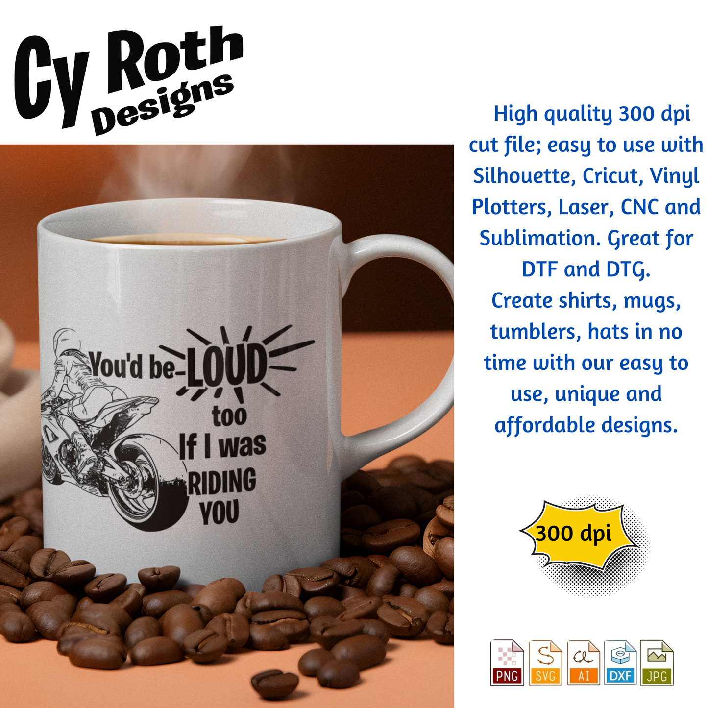 You'd Be Loud Too svg png jpg ai dxf file, for Silhouette, Cricut, Vinyl Plotters, Laser, CNC and Sublimation. Great for DTF and DTG.