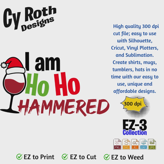 Christmas svg - HO HO Hammered. Vector and Color Designs for Tumblers, Shirts, Wall Art (PNG, SVG, JPG, DXF, AI Digital Download)