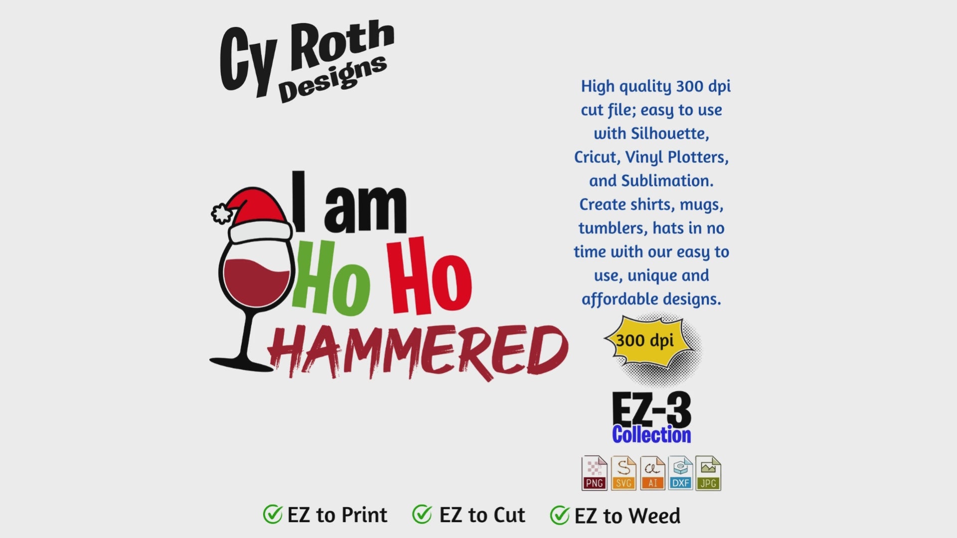 Christmas svg - HO HO Hammered. Vector and Color Designs for Tumblers, Shirts, Wall Art (PNG, SVG, JPG, DXF, AI Digital Download)
