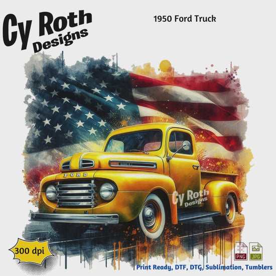 1950 Ford Truck Sublimation Design: Tumblers, Shirts, Wall Art (PNG, JPG Digital Download)