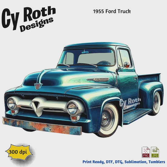 1955 Ford Truck Sublimation Design: Tumblers, Shirts, Wall Art (PNG, JPG Digital Download)