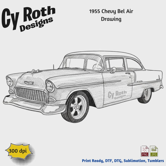 Video of 1955 Chevy Bel Air sublimation design for tumblers, T-Shirts, Wall Art (PNG, SVG Digital Download).