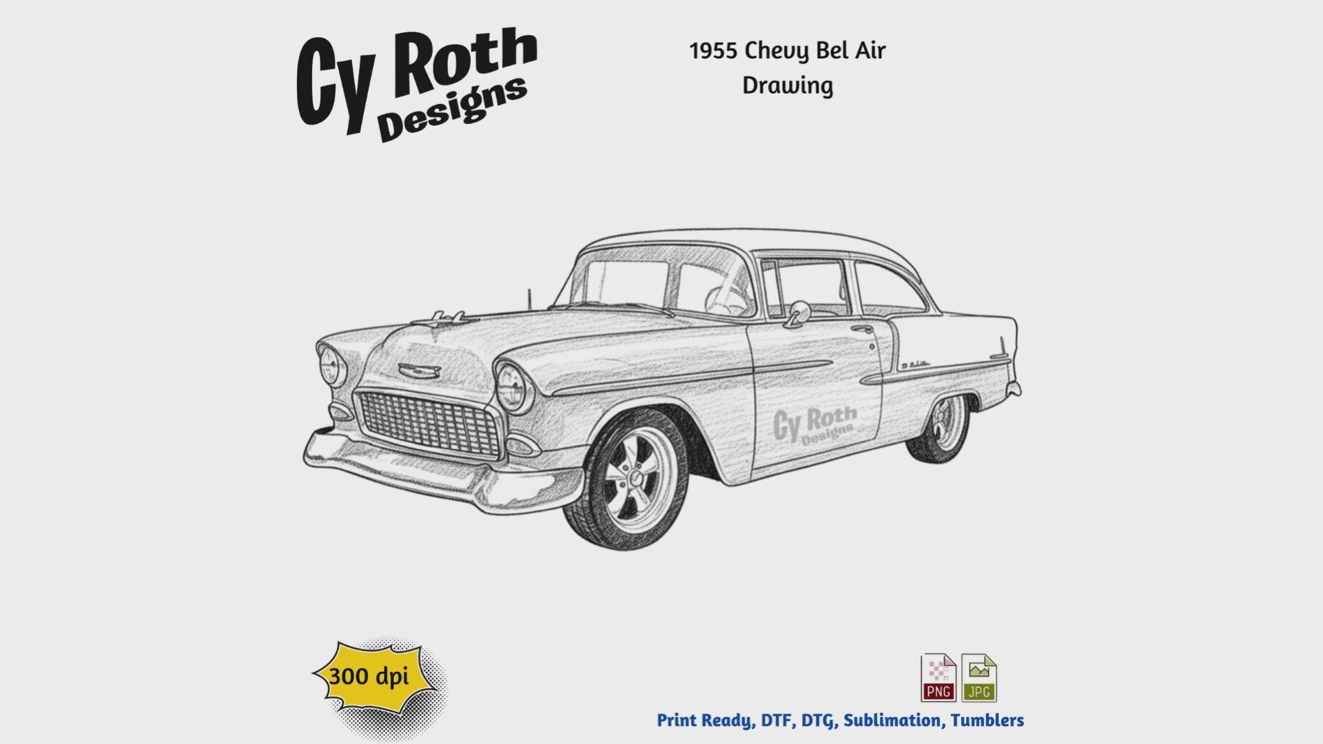 Video of 1955 Chevy Bel Air sublimation design for tumblers, T-Shirts, Wall Art (PNG, SVG Digital Download).