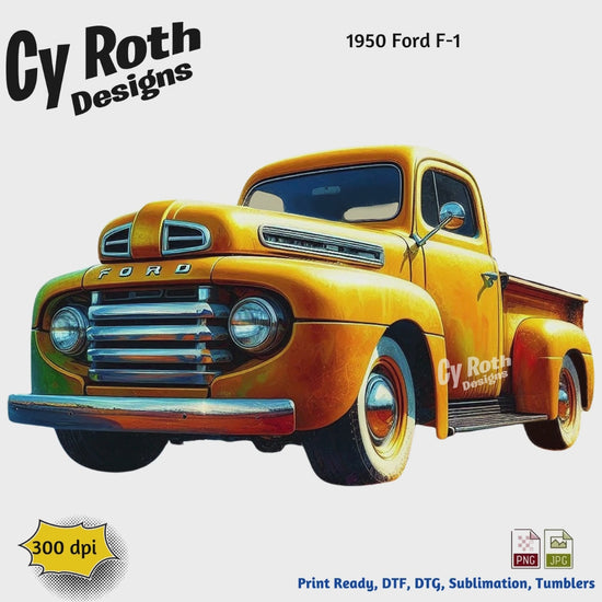 Video of 1950 Ford Truck sublimation design for tumblers, T-Shirts, Wall Art (PNG, SVG Digital Download) by CyRoth Designs