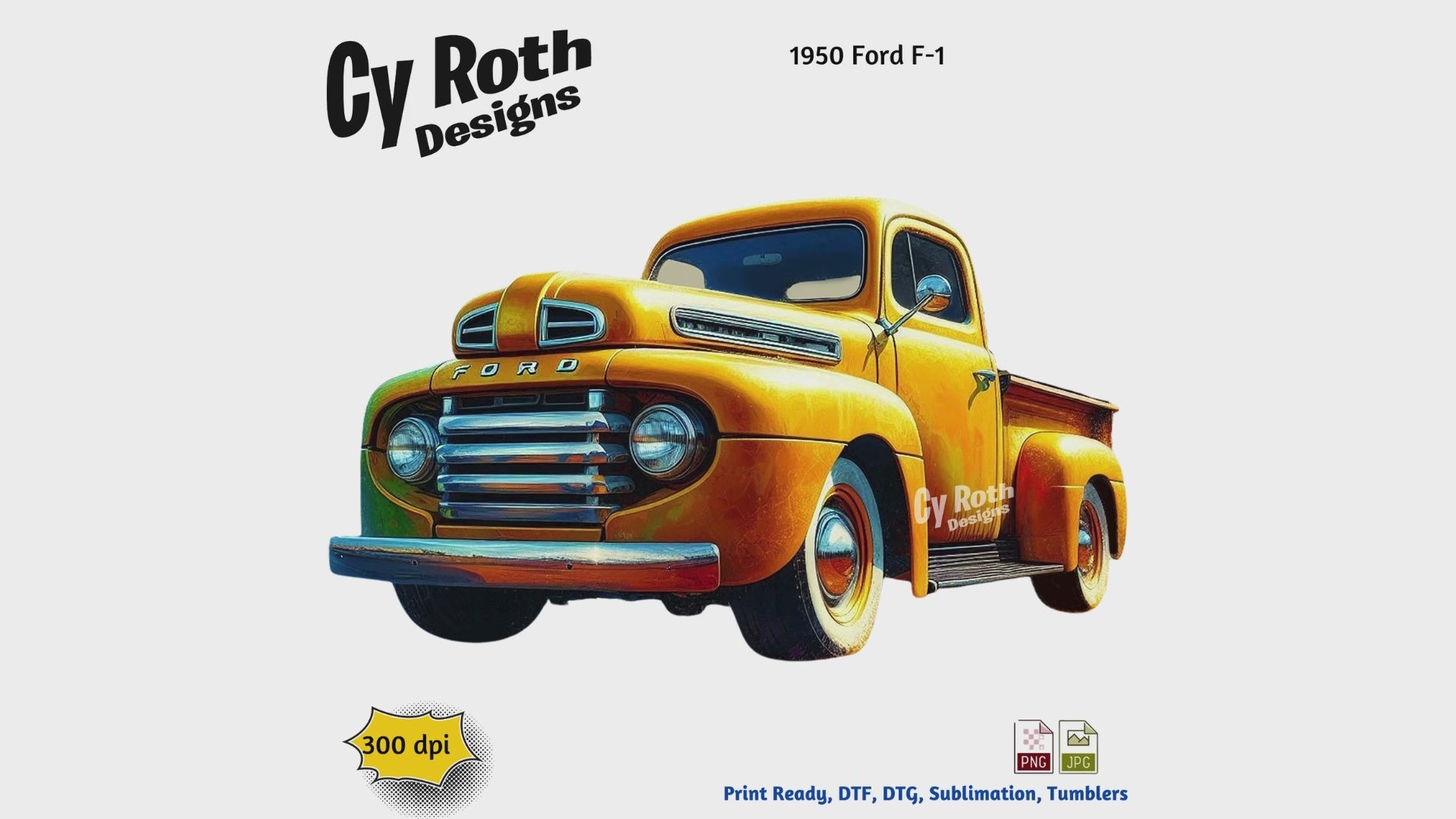 Video of 1950 Ford Truck sublimation design for tumblers, T-Shirts, Wall Art (PNG, SVG Digital Download) by CyRoth Designs