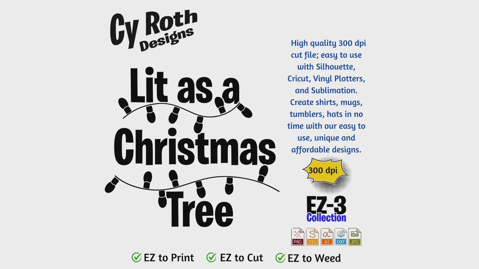 Christmas svg - Lit as a Christmas Tree. Vector and Color Designs for Tumblers, Shirts, Wall Art (PNG, SVG, JPG, DXF, AI Digital Download)