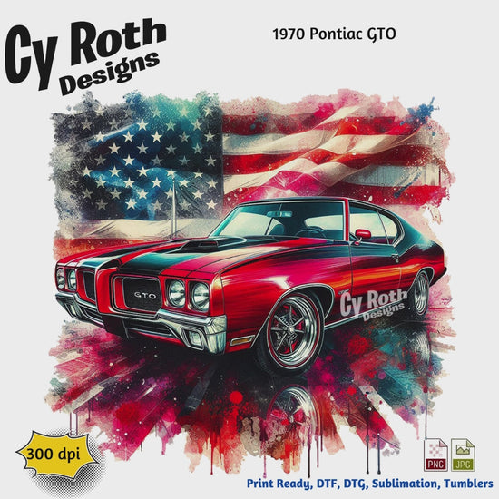 Video of 1970 Pontiac GTO Sublimation Design: Tumblers, Shirts, Wall Art (PNG, JPG Digital Download)