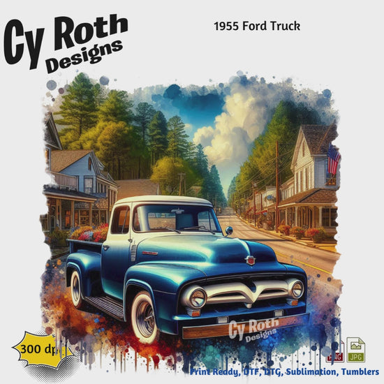 1955 Ford Truck Sublimation Design: Tumblers, Shirts, Wall Art (PNG, JPG Digital Download)
