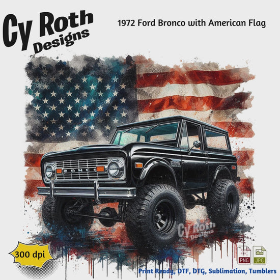 1972 Ford Bronco with American flag design by Cy Roth Designs