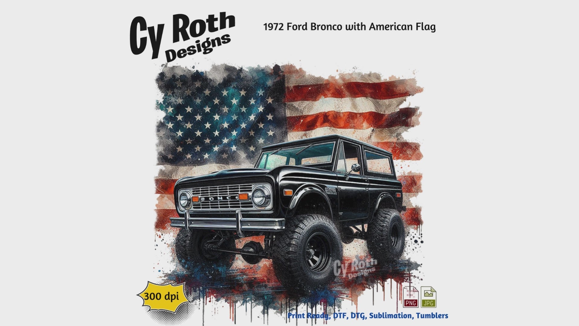 1972 Ford Bronco with American flag design by Cy Roth Designs