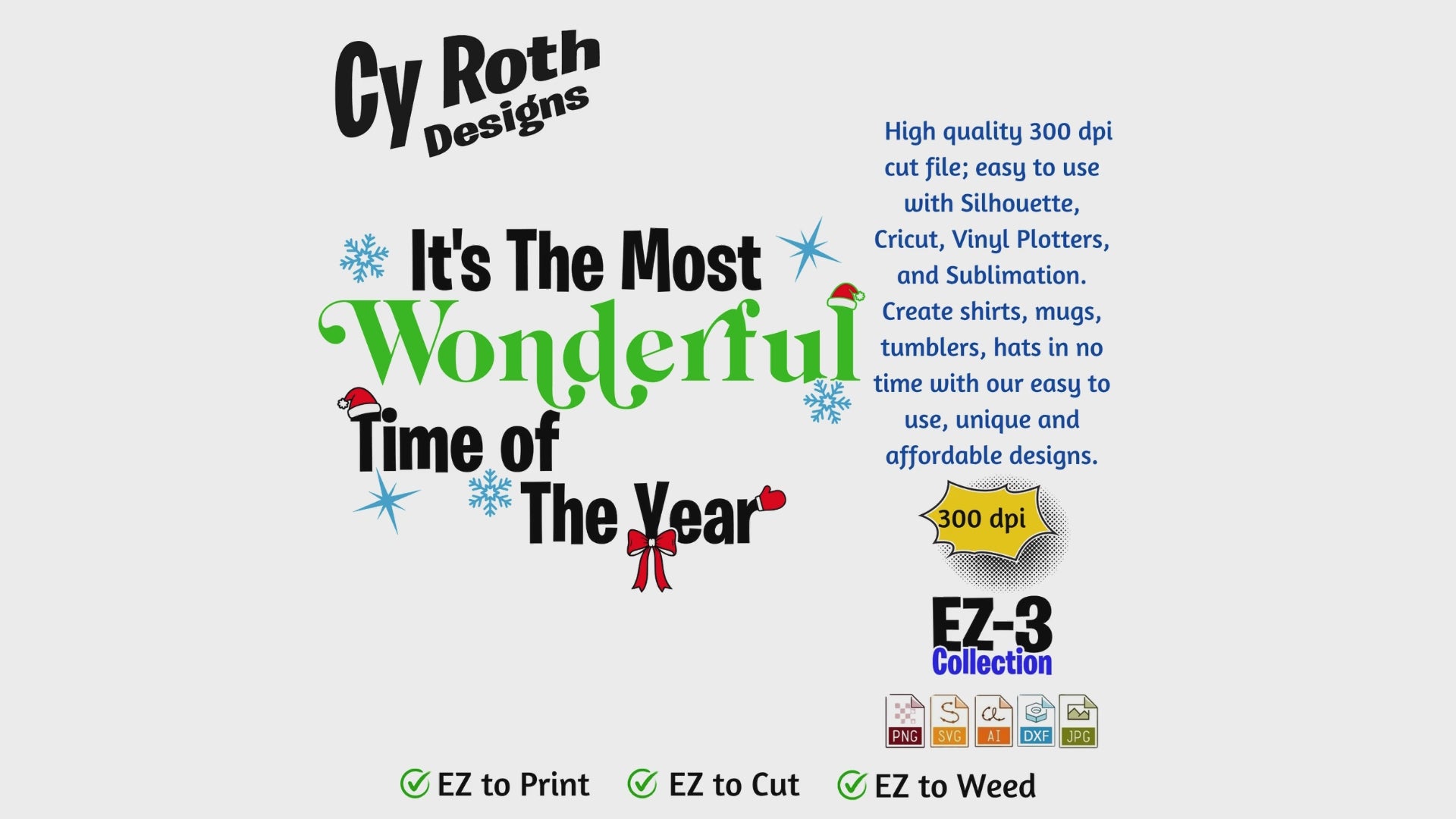 Christmas svg - Most Wonderful Time. Vector and Color Designs for Tumblers, Shirts, Wall Art (PNG, SVG, JPG, DXF, AI Digital Download)