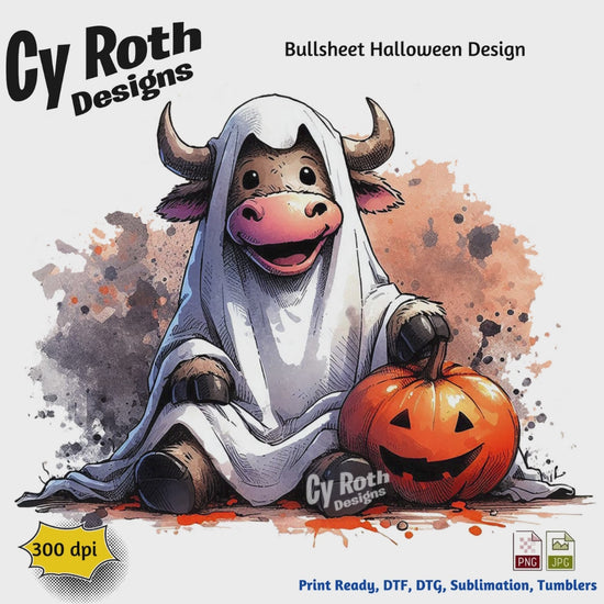 Bullsheet Halloween sublimation design for tumblers, T-Shirts, Wall Art (PNG, SVG Digital Download).